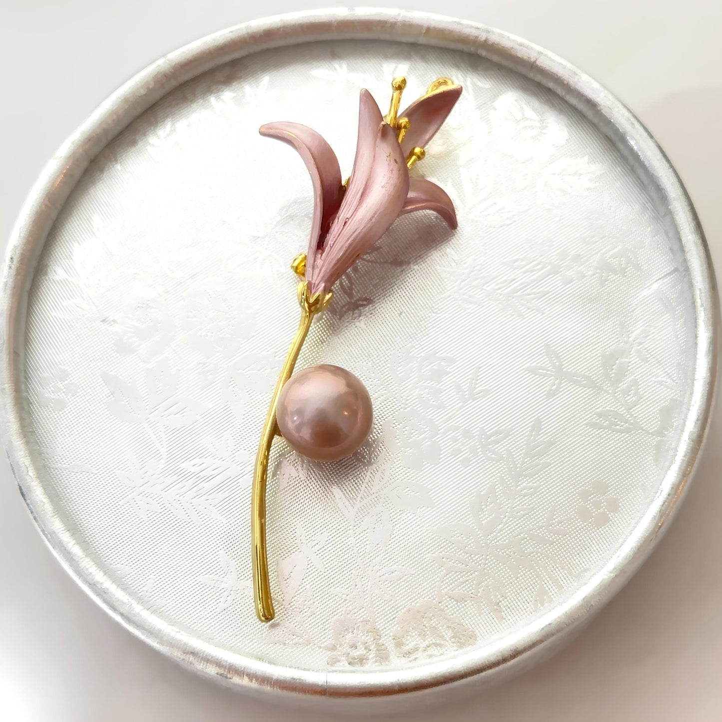 Pink Lily Brooch