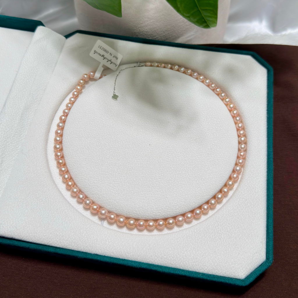 Elegant Iridescent Orange 6.5mm Freshwater Pearl Necklace