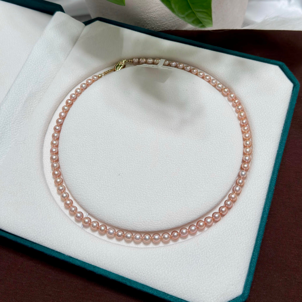 Elegant Metallic Orange 6mm Freshwater Pearl Necklace
