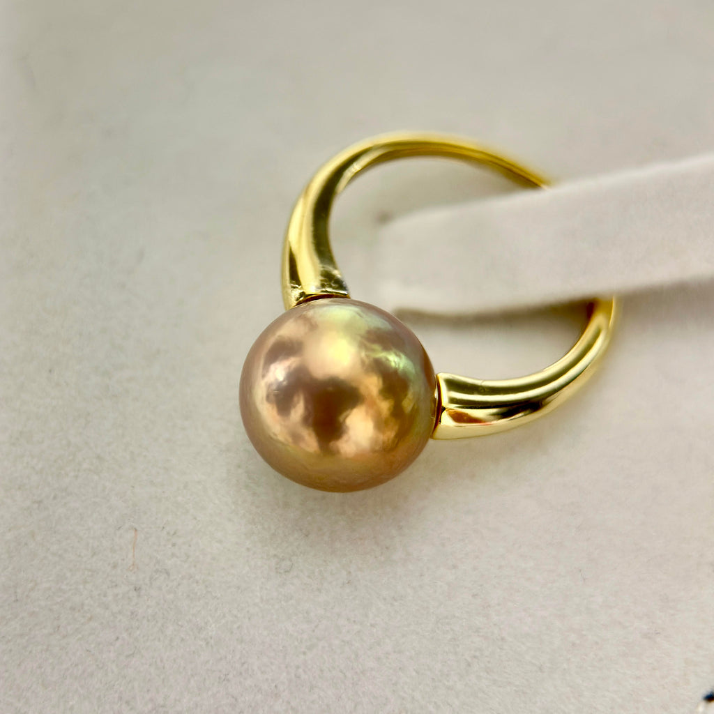 Golden Green Pearl Ring & Pendant Jewelry Set