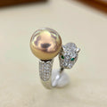 11.9mm Golden Green Pearl Leopard Ring – Reddish Brown Halo