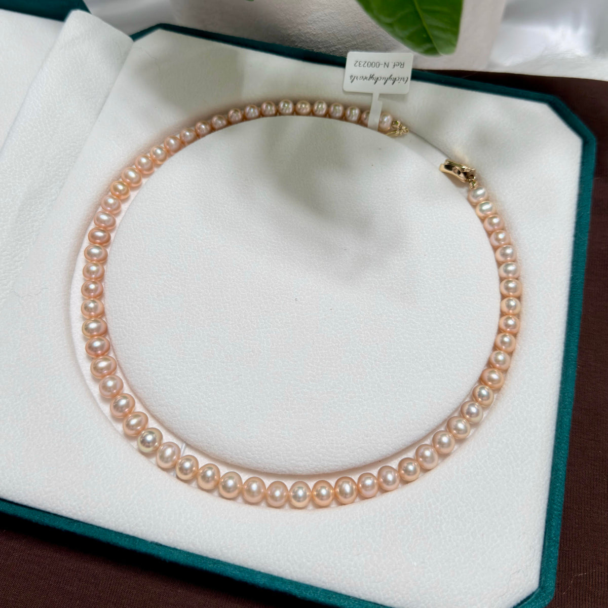 Elegant Metallic Orange 7.5mm Freshwater Pearl Necklace
