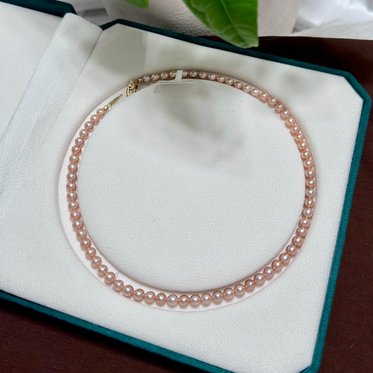 Elegant Metallic Orange 6mm Freshwater Pearl Necklace