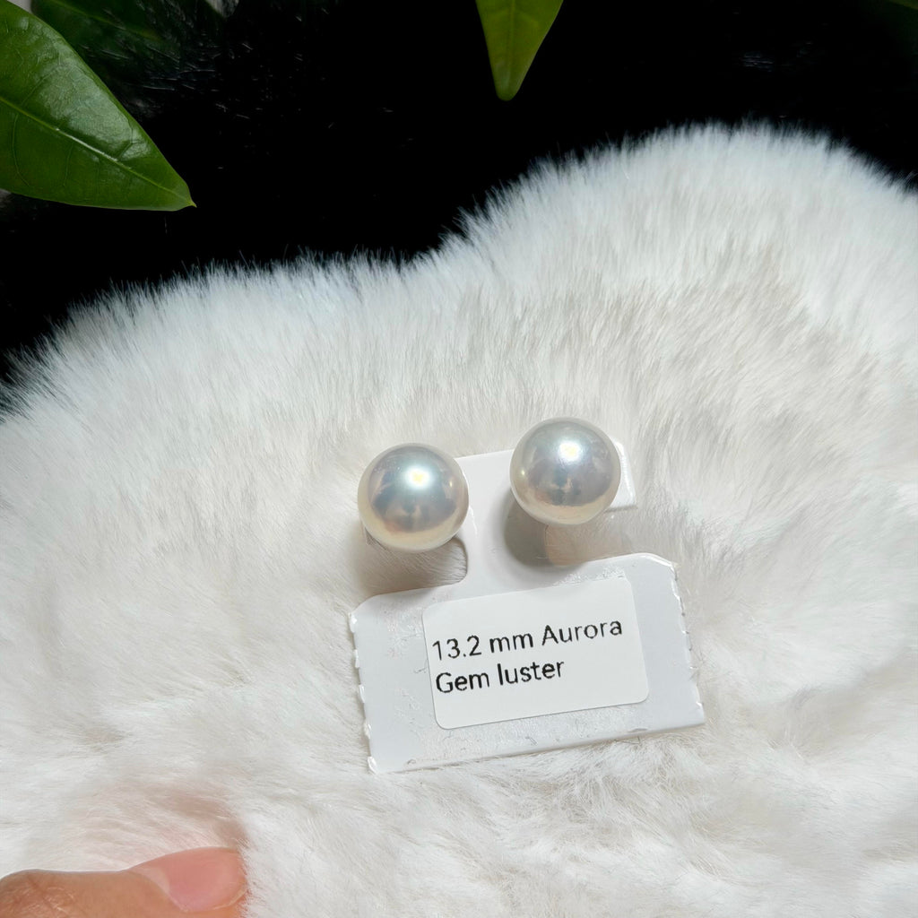 13.2mm White Pearl Stud Earrings – Aurora Luster Minimalist Large Pearls