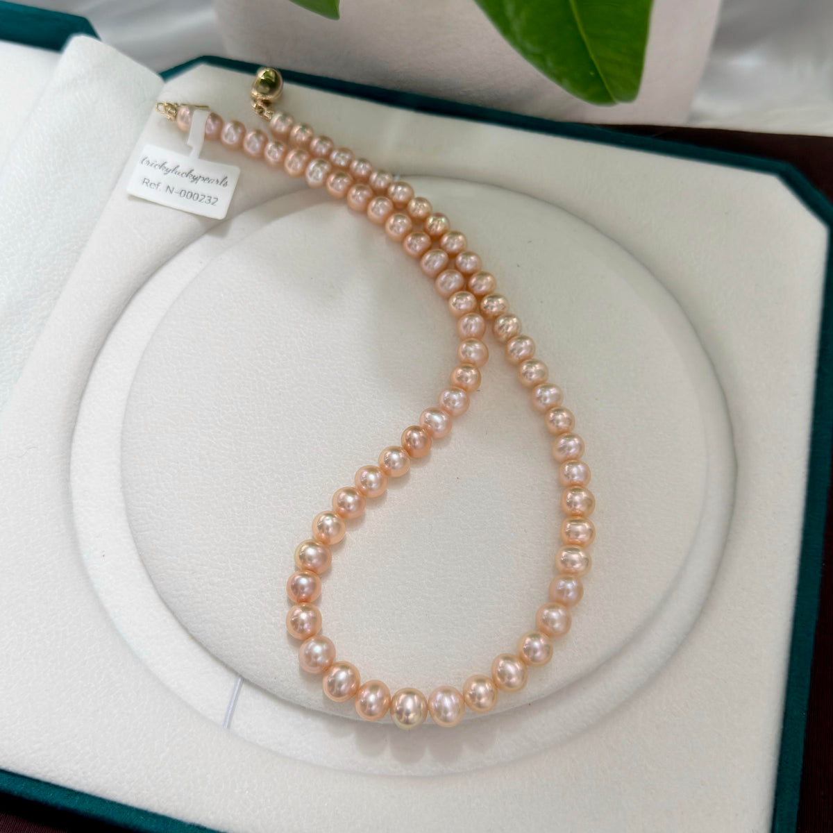 Elegant Metallic Orange 7.5mm Freshwater Pearl Necklace