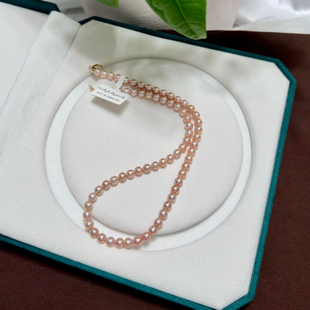 Elegant Metallic Orange 6mm Freshwater Pearl Necklace