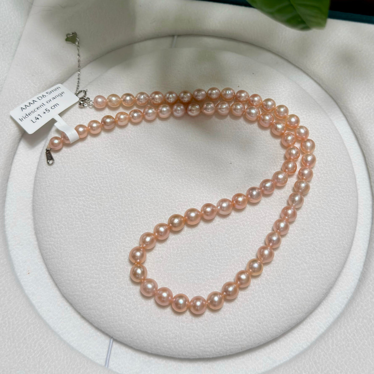 Elegant Iridescent Orange 6.5mm Freshwater Pearl Necklace