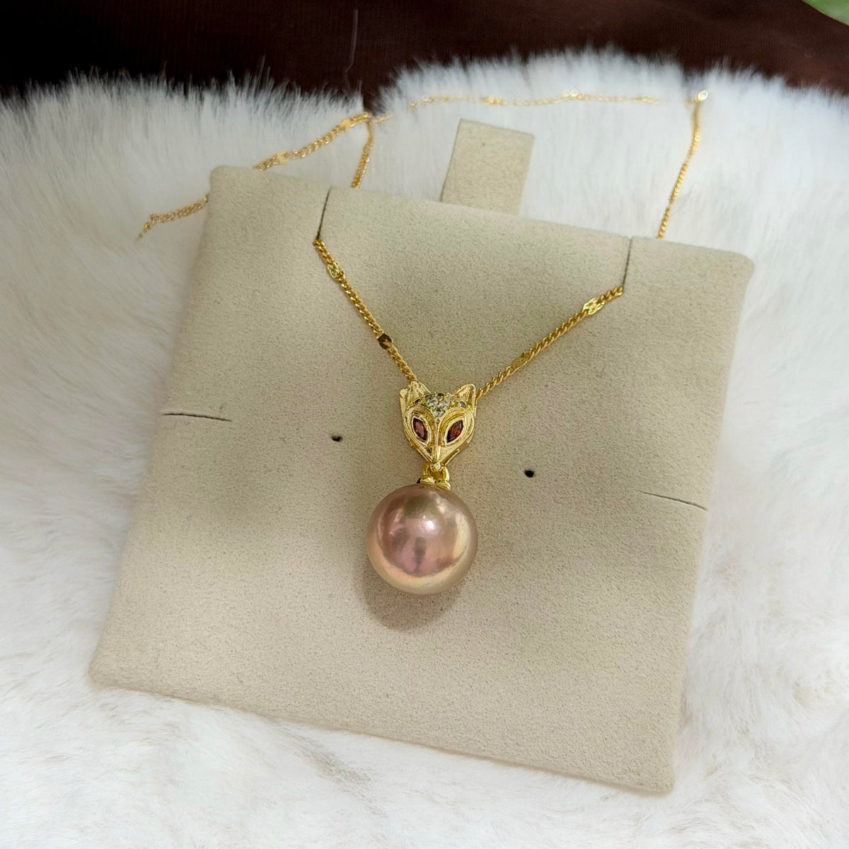 Silver & Gold Fox with Natural Freshwater Pearls