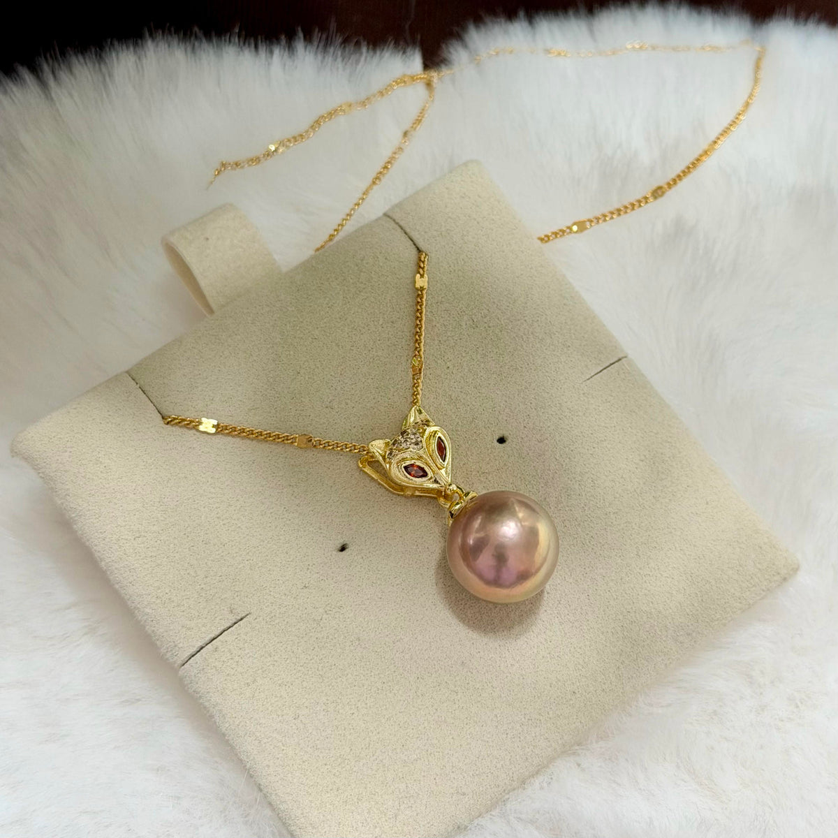 Silver & Gold Fox with Natural Freshwater Pearls