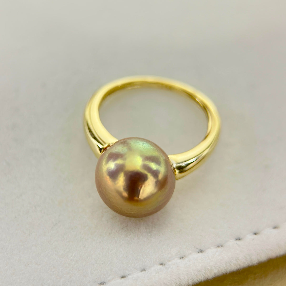 Golden Green Pearl Ring & Pendant Jewelry Set