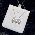 Triple Pink Halo Pearl Pendant Necklace