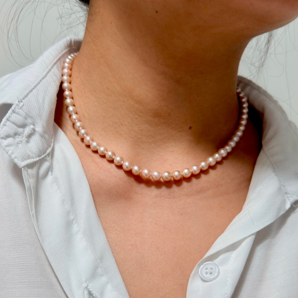 Elegant Iridescent Orange 6.5mm Freshwater Pearl Necklace