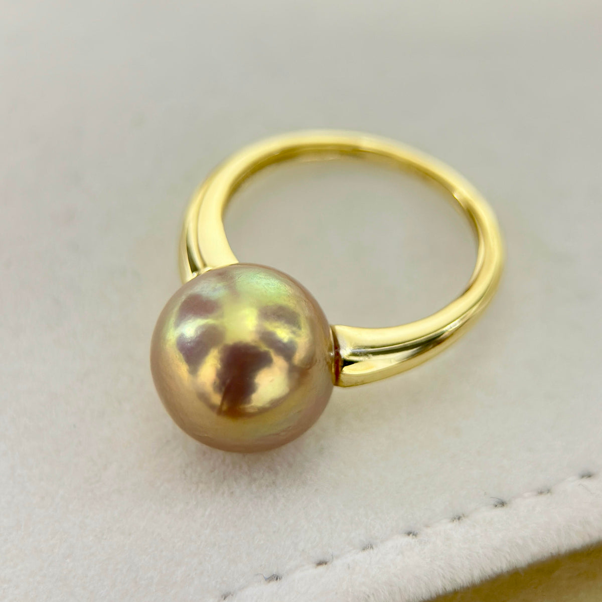 Golden Green Pearl Ring & Pendant Jewelry Set