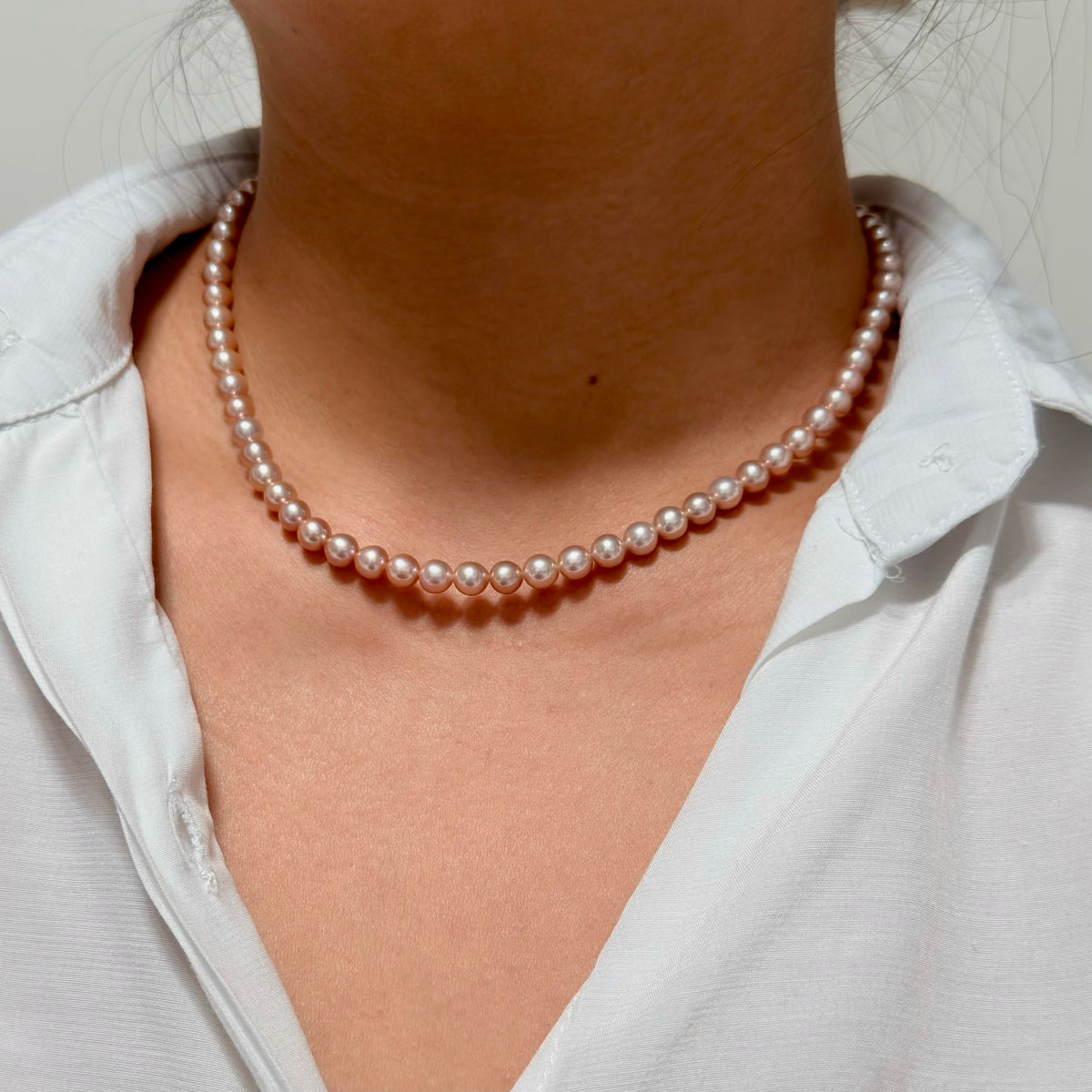 Elegant Metallic Orange 6mm Freshwater Pearl Necklace