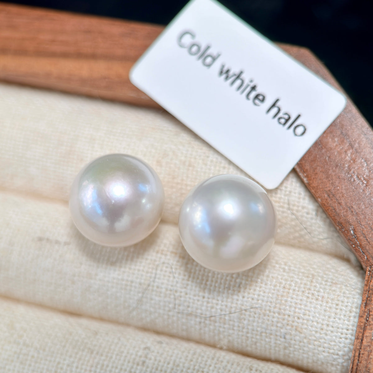 12mm White Freshwater Pearl Stud Earrings – Four Halo Colour Variations