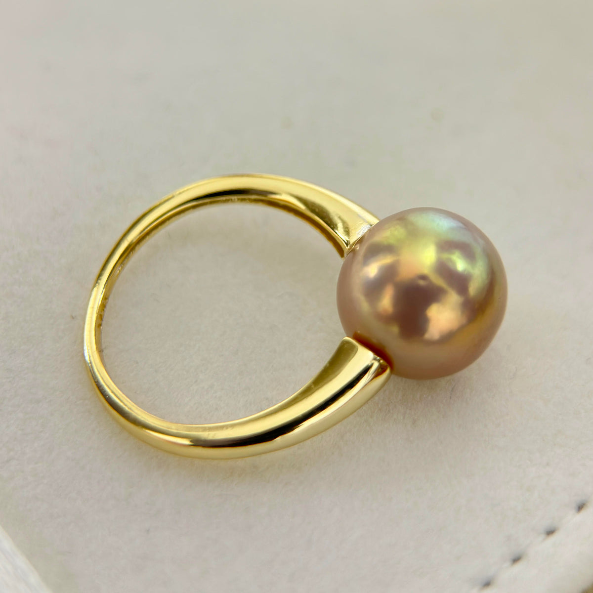 Golden Green Pearl Ring & Pendant Jewelry Set