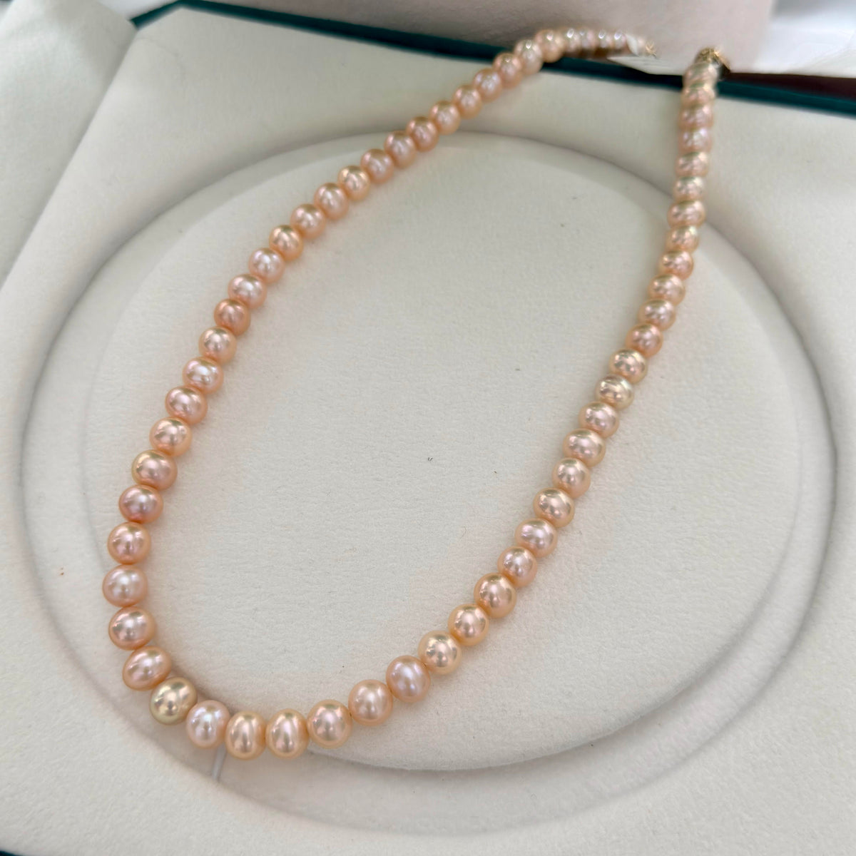 Elegant Metallic Orange 7.5mm Freshwater Pearl Necklace