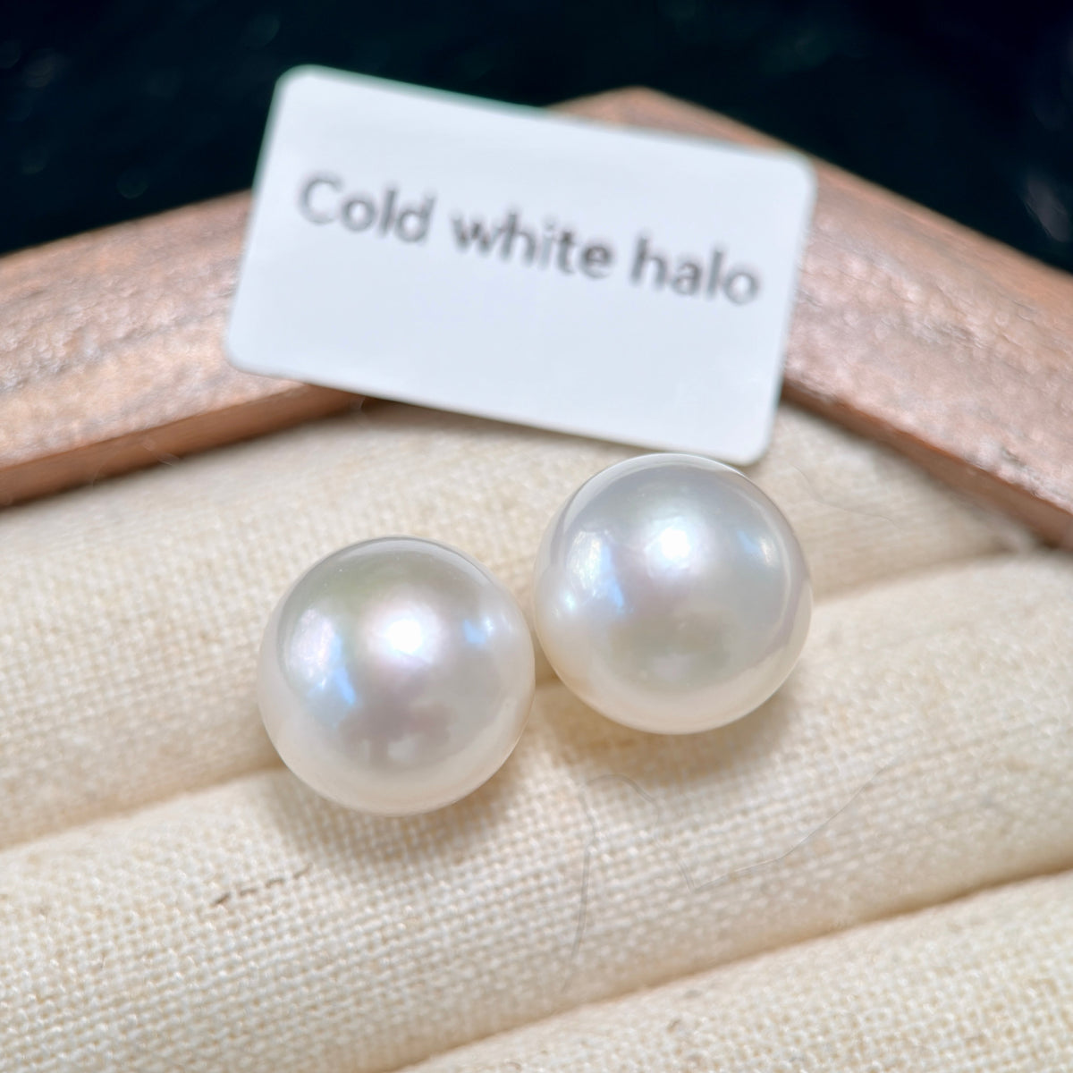 12mm White Freshwater Pearl Stud Earrings – Four Halo Colour Variations