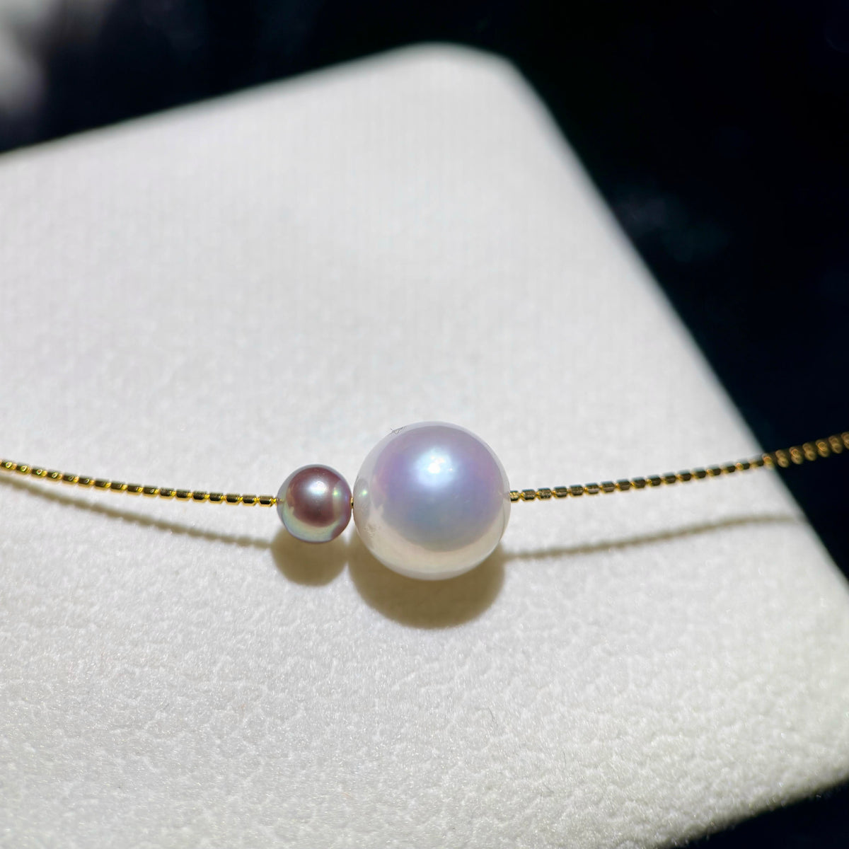 Asymmetrical Double Pearl Choker – White & Small Purple Pearls