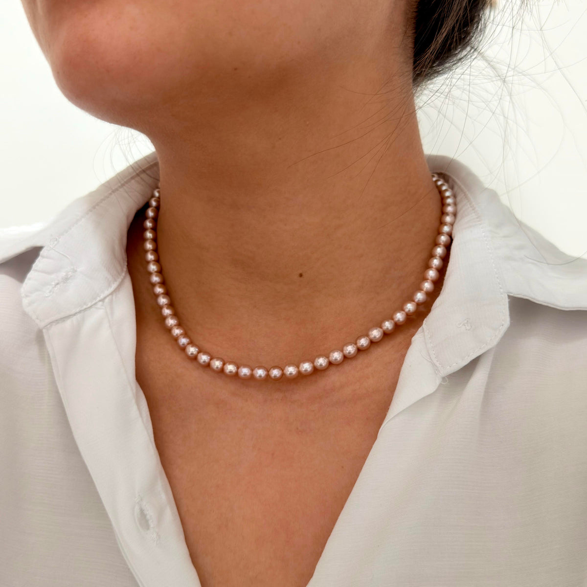 Elegant Metallic Orange 6mm Freshwater Pearl Necklace
