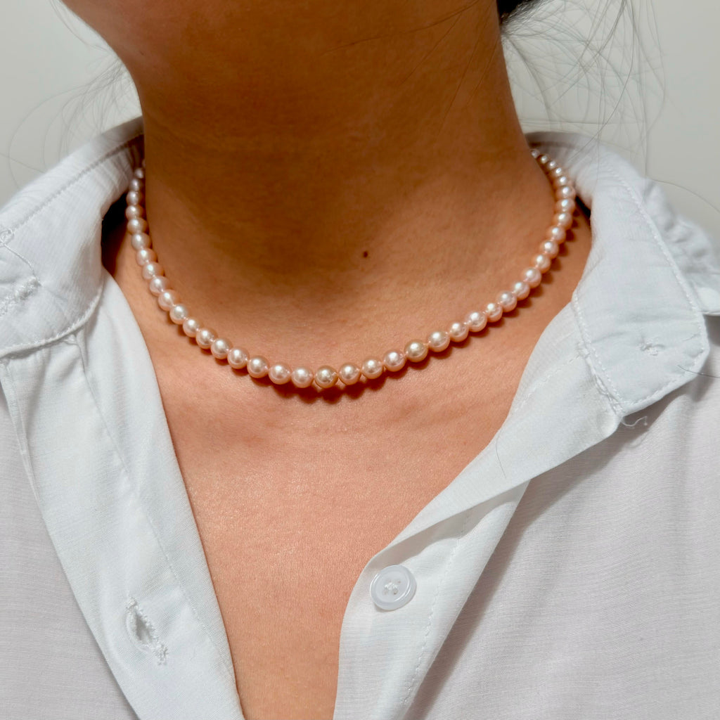 Elegant Iridescent Orange 6.5mm Freshwater Pearl Necklace