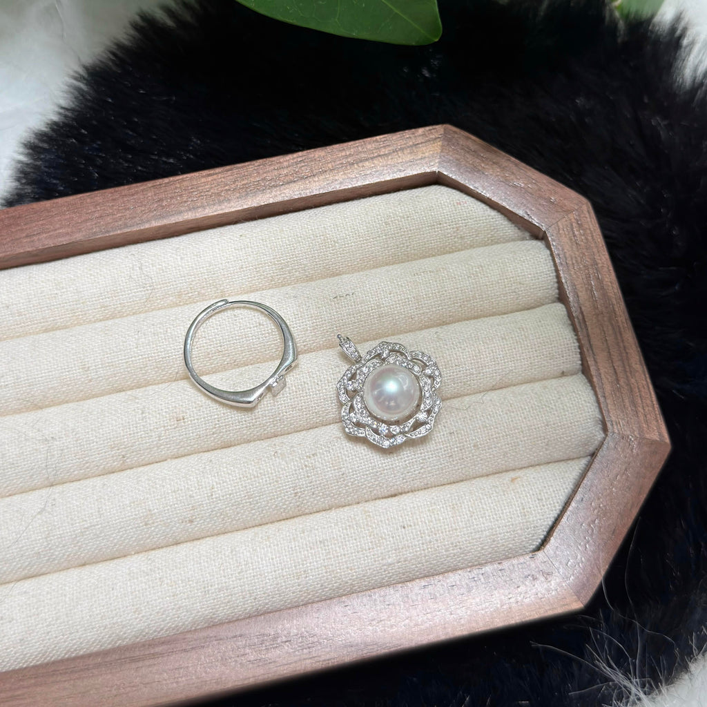 Romantic 2-in-1 pearl ring and pendant designed as a distinctive jewelry gift.
