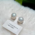 13.2mm White Pearl Stud Earrings – Aurora Luster Minimalist Large Pearls