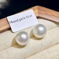 12mm White Freshwater Pearl Stud Earrings – Four Halo Colour Variations