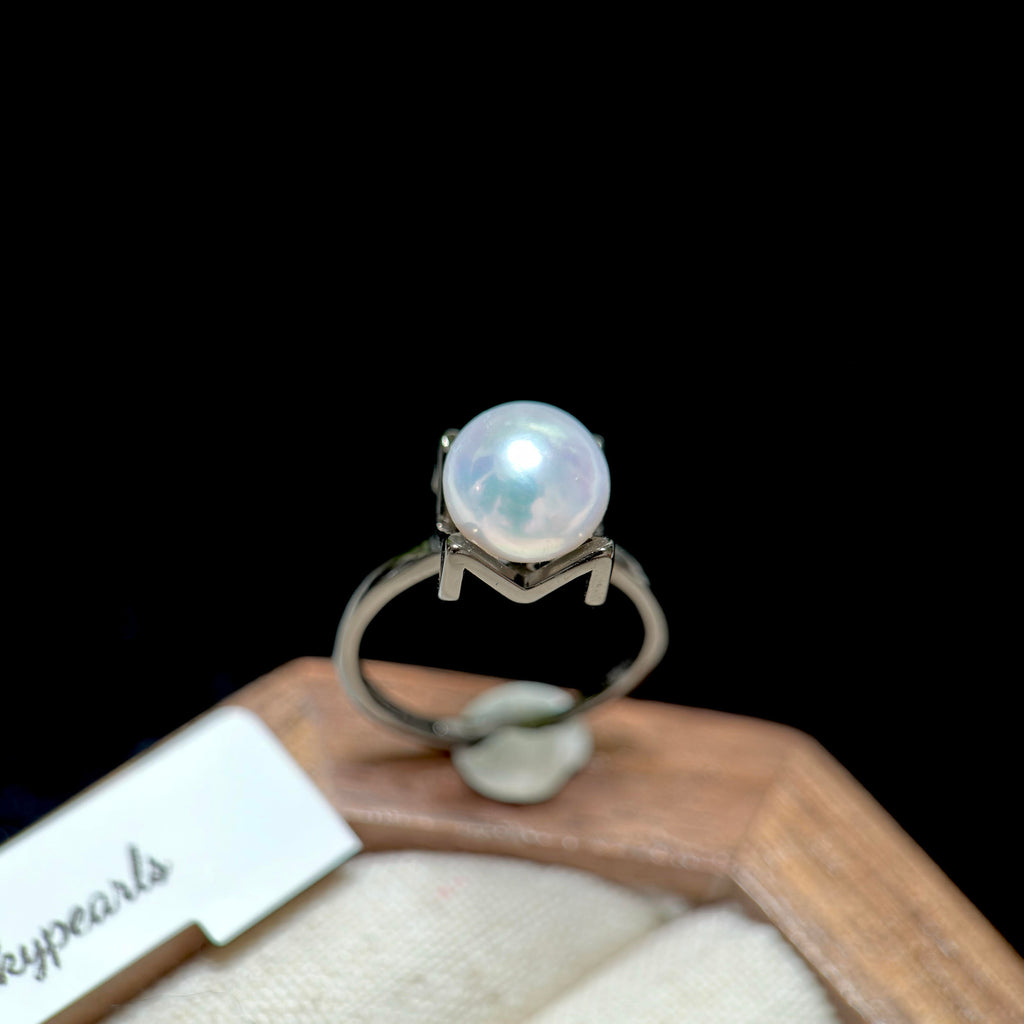 Blue Halo Pearl Ring & Pendant Set