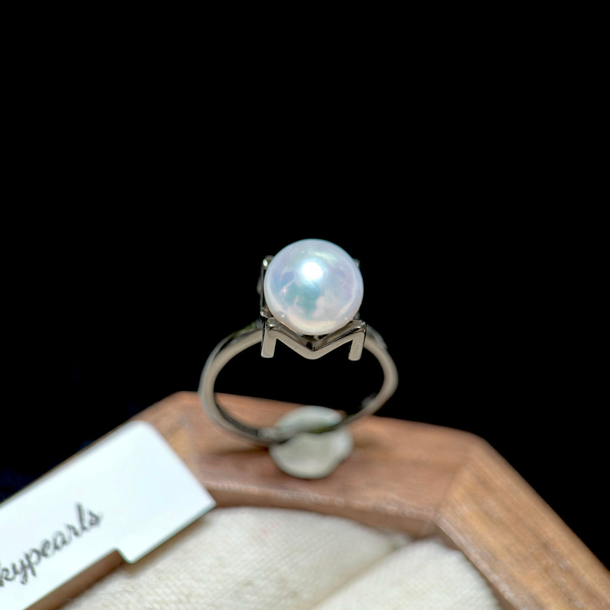 Blue Halo Pearl Ring & Pendant Set