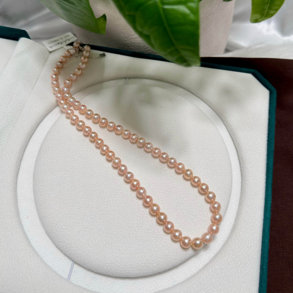 Elegant Iridescent Orange 6.5mm Freshwater Pearl Necklace