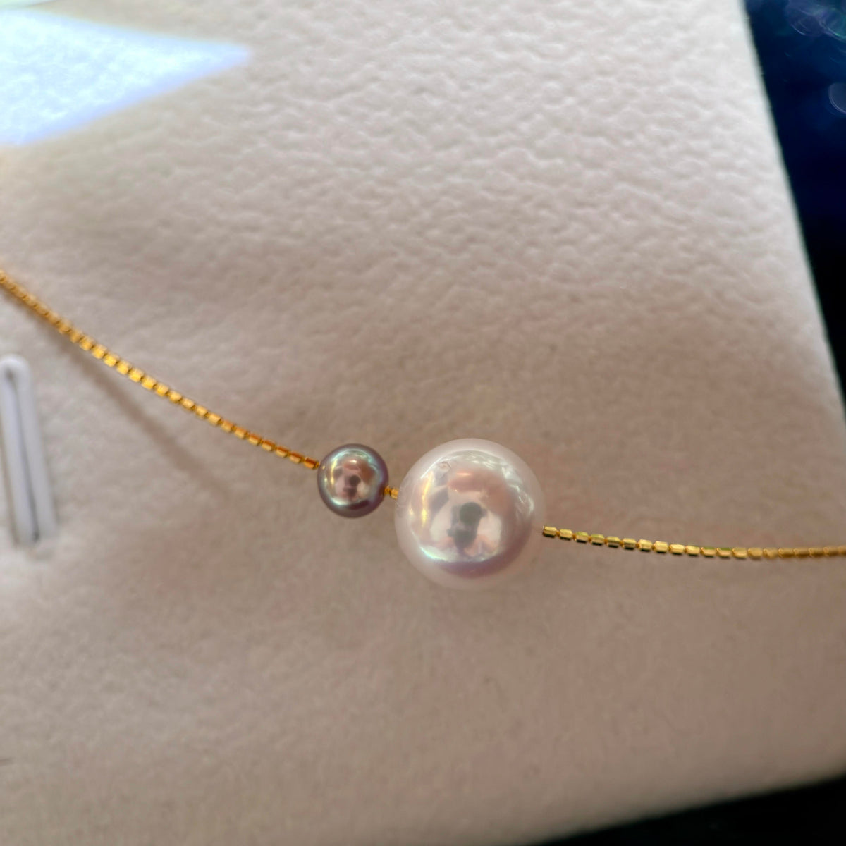 Asymmetrical Double Pearl Choker – White & Small Purple Pearls