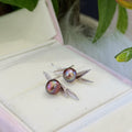 Artistic Bamboo Leaf 8mm Purple Baroque Pearl Stud Earrings