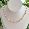 Modern Frosted Gold Bamboo 5mm Orange Freshwater Pearl Necklace