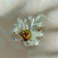 12.3mm Golden Green Pearl Maple Leaf Convertible Brooch Pendant