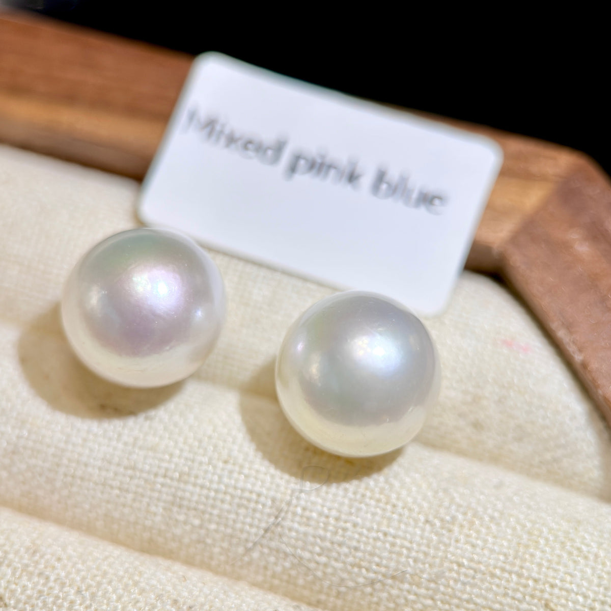12mm White Freshwater Pearl Stud Earrings – Four Halo Colour Variations