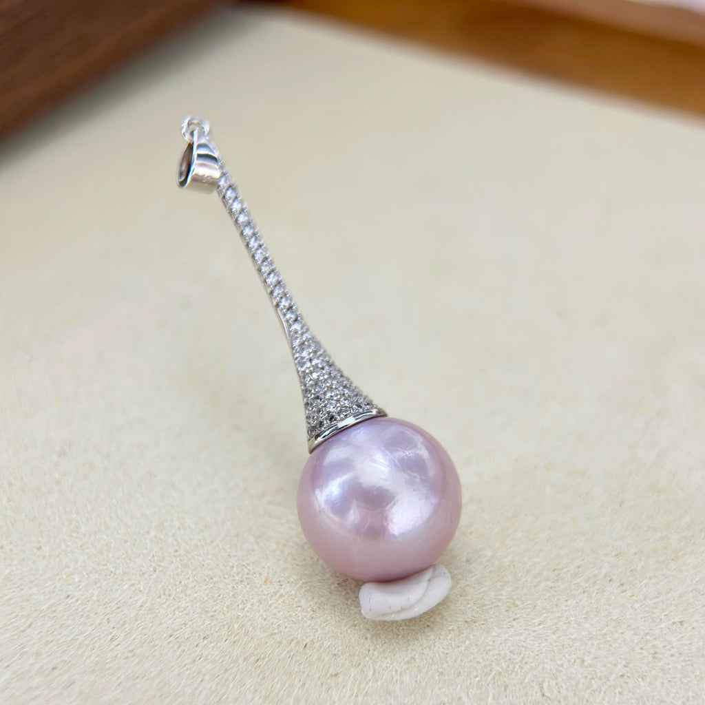 Pagoda Pearl Pendant Necklace – Lavender & Warm Halo