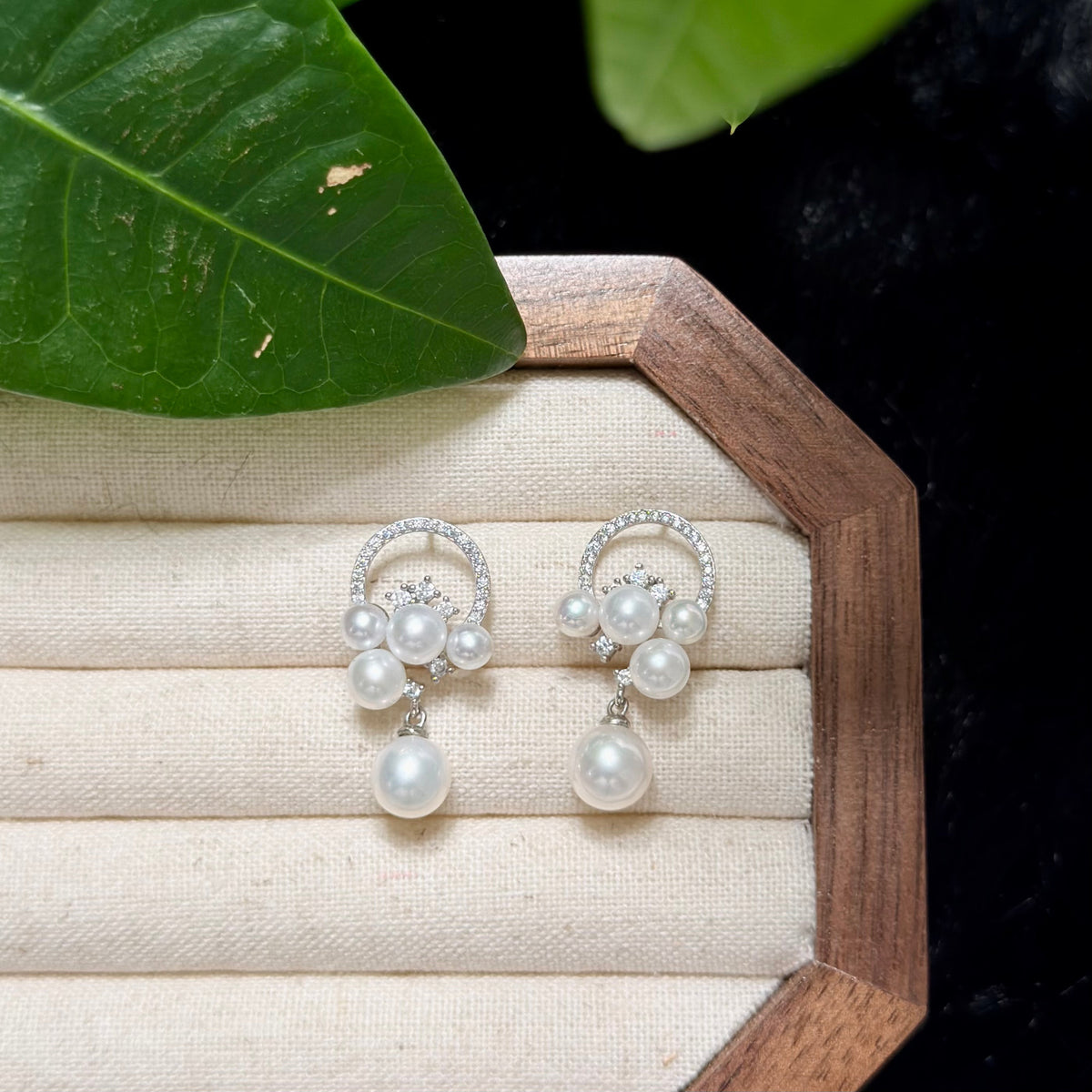 Sparkling Multi-Pearl Cluster Drop Earrings