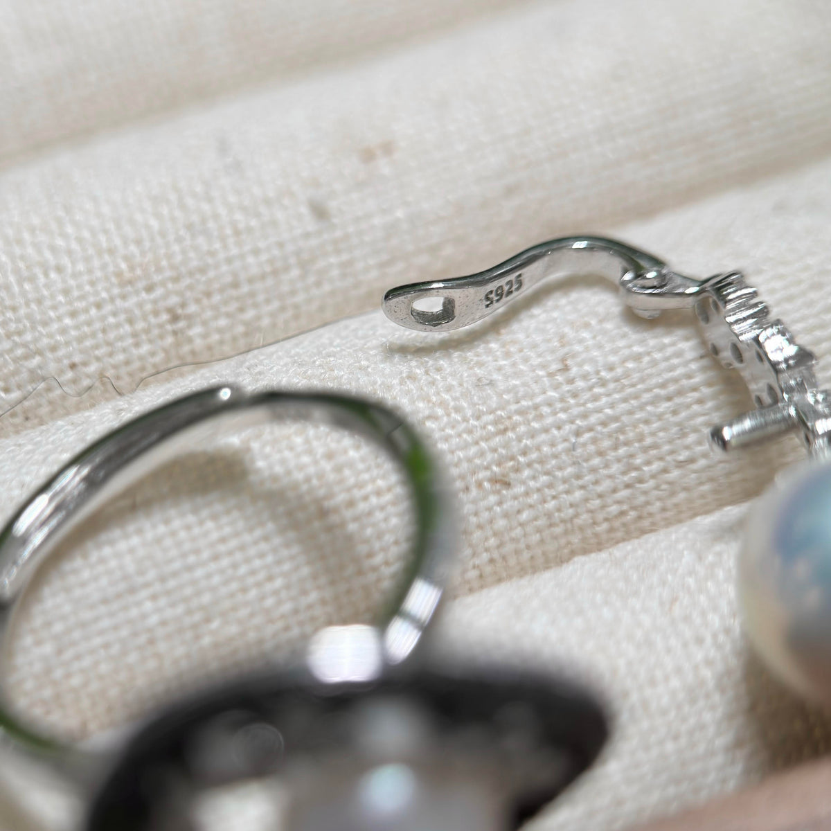 White Pearls Black CZ Pearl Ring & Pendant