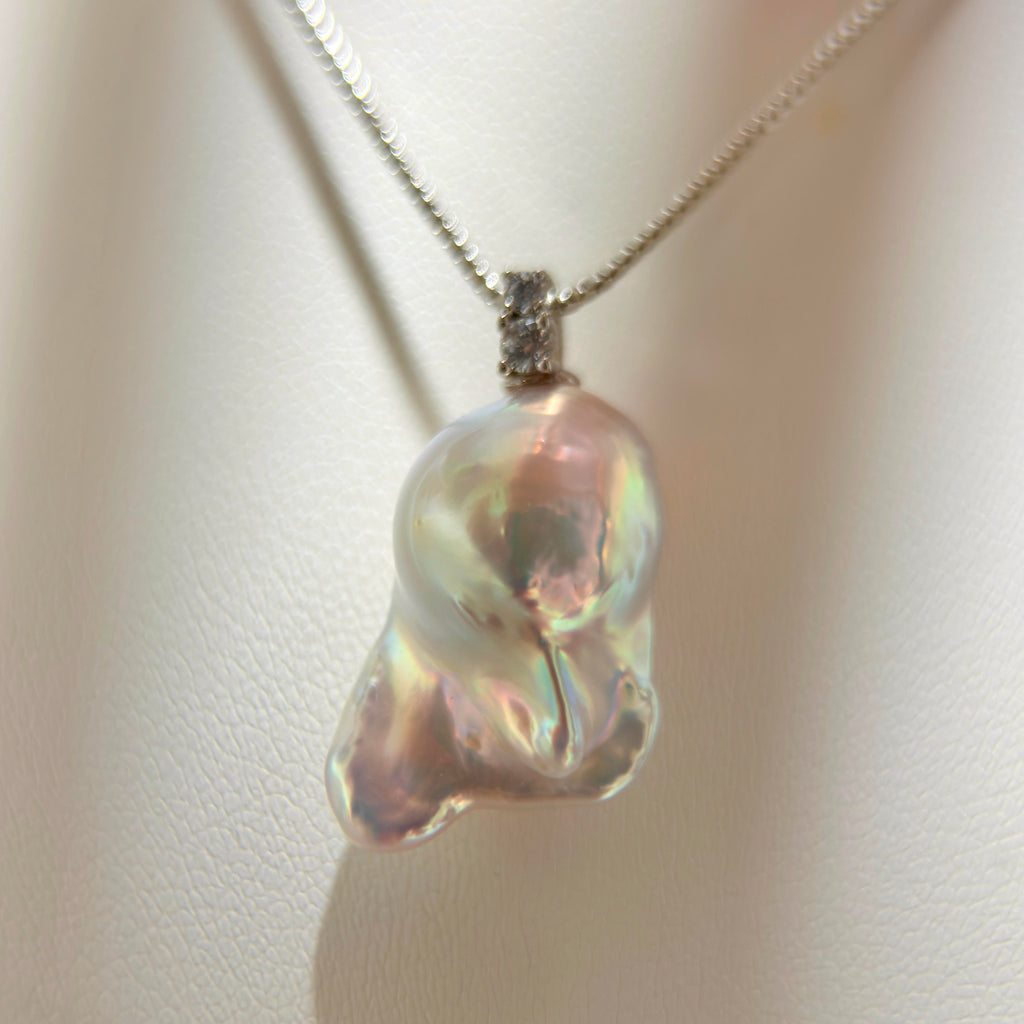 Dreamy Mint Green & Blue Baroque Pearl Pendant