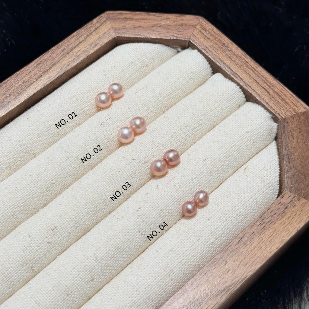 5mm Metallic Orange Freshwater Pearl Stud Earrings