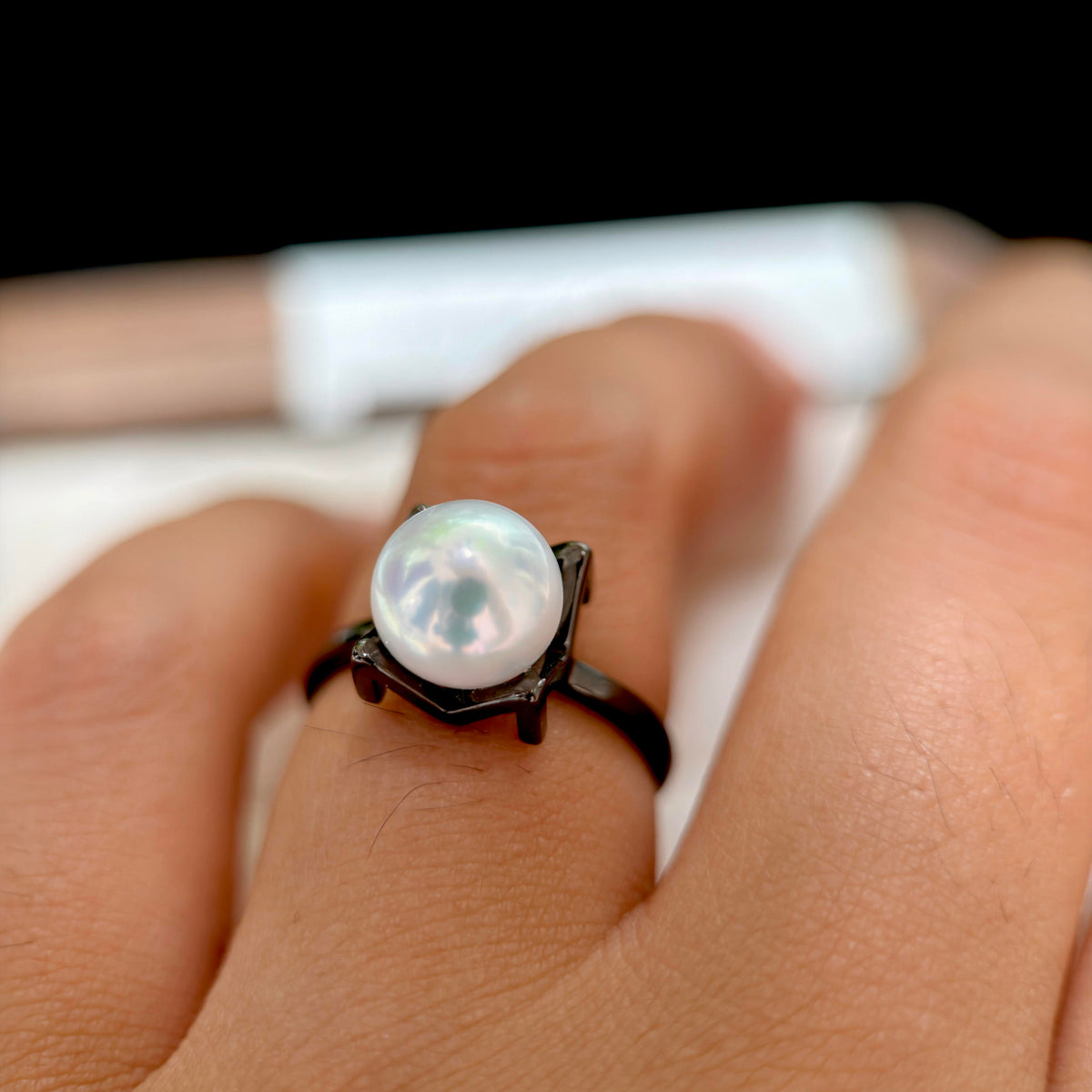 Blue Halo Pearl Ring & Pendant Set