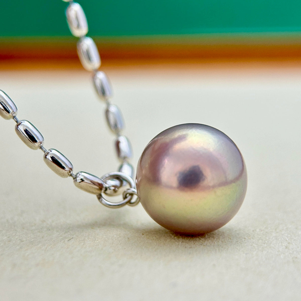 13.1mm Metallic Pink Golden Green Freshwater Pearl Pendant
