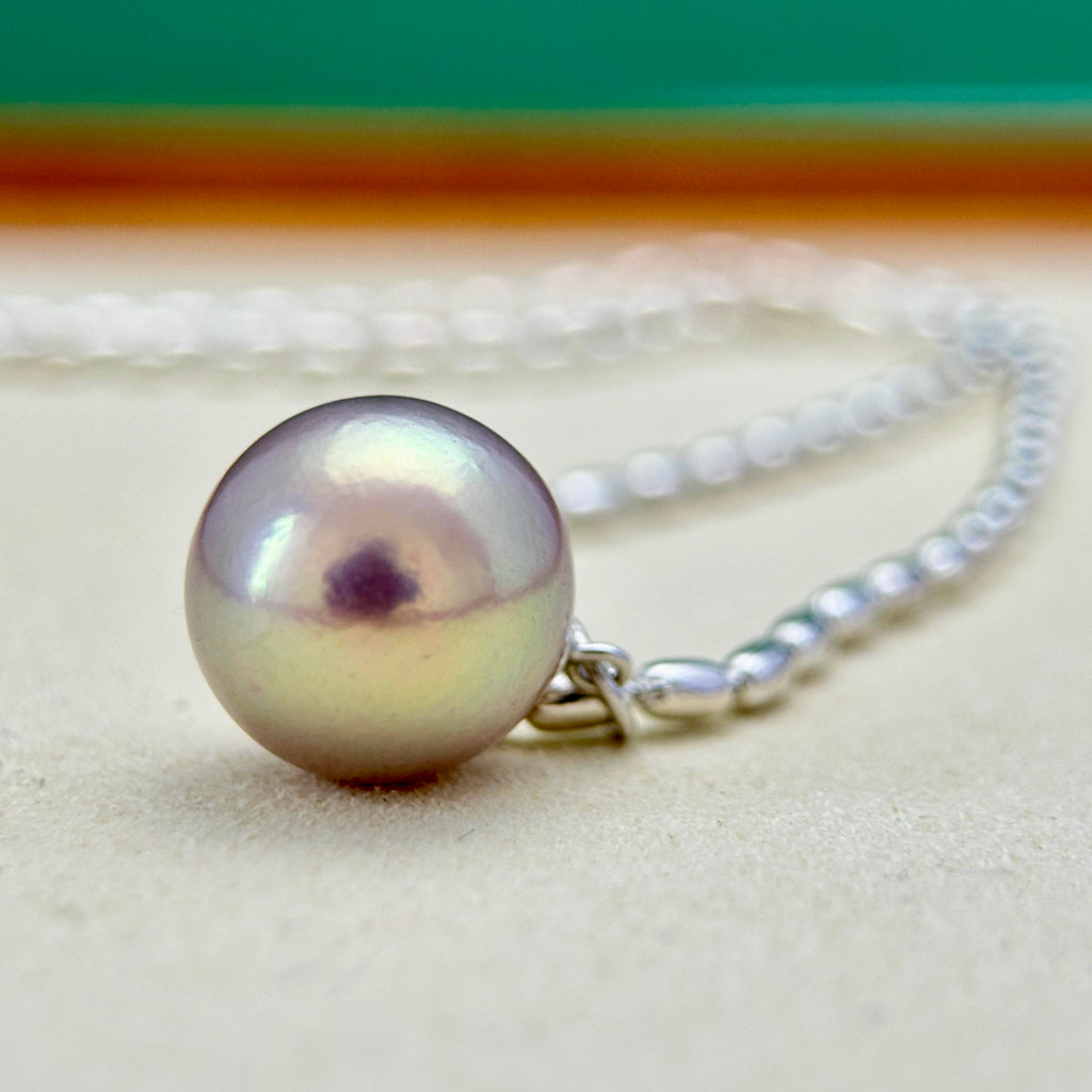 13.1mm Metallic Pink Golden Green Freshwater Pearl Pendant