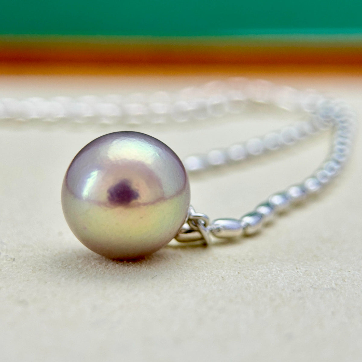 13.1mm Metallic Pink Golden Green Freshwater Pearl Pendant