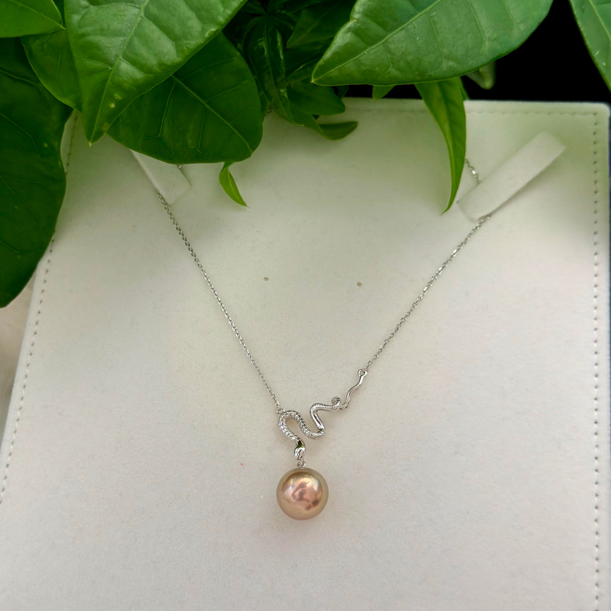 Natural multicolor pearl snake necklace designed as a unique gift for her.