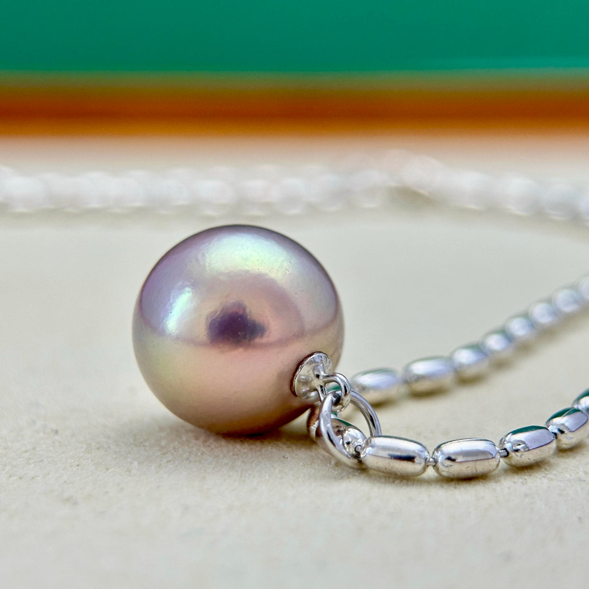 13.1mm Metallic Pink Golden Green Freshwater Pearl Pendant
