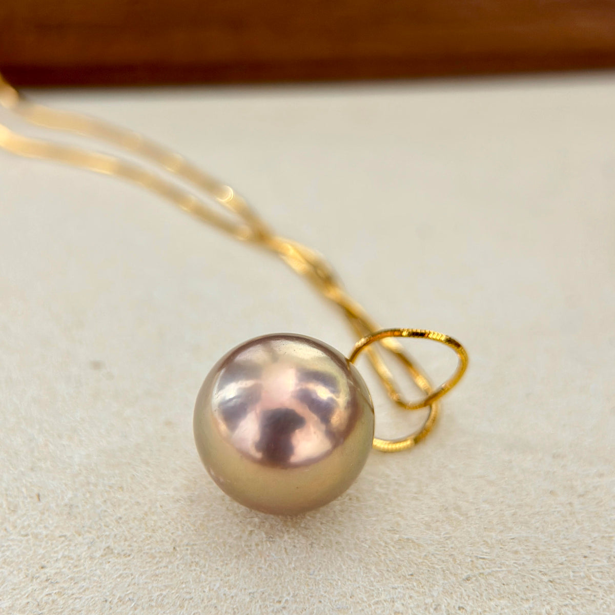 Golden Green Pearl Ring & Pendant Jewelry Set