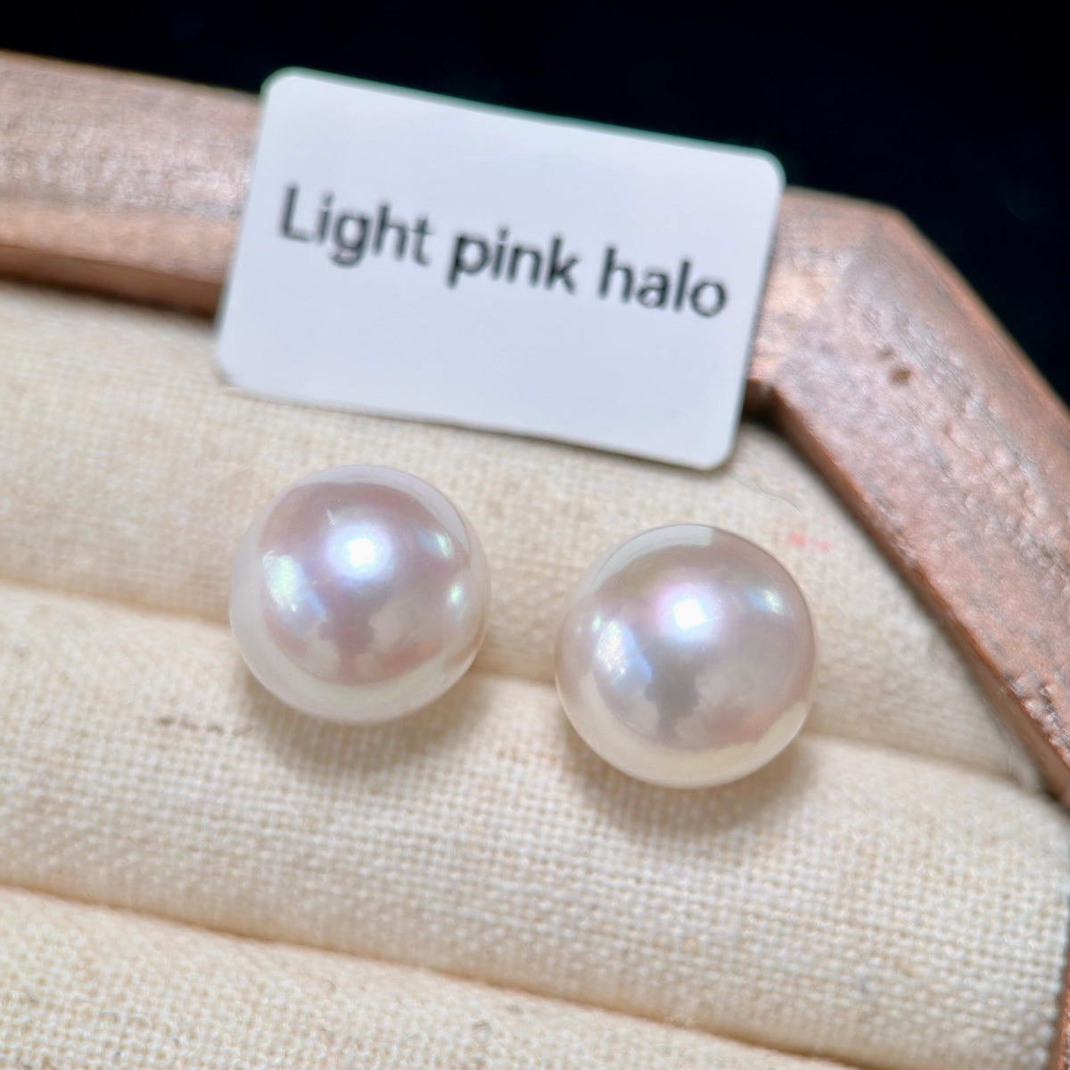 12mm White Freshwater Pearl Stud Earrings – Four Halo Colour Variations