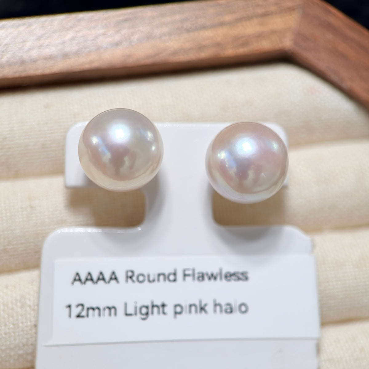 12mm White Freshwater Pearl Stud Earrings – Four Halo Colour Variations